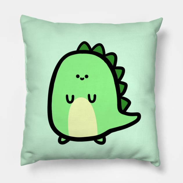 Cute Little Green Dino Pillow by Smilemerch 