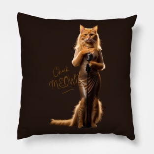 Funny Vintage Cat Singer Check Meowt Pillow