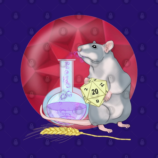 Rat with a magic potion and red crystal. D20 by KateQR