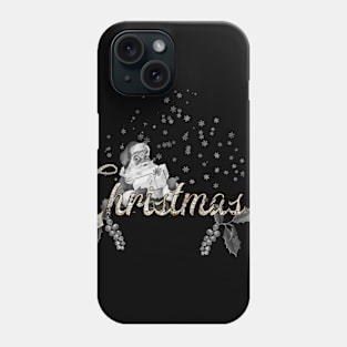 Christmas with Santa Claus in black and white Phone Case