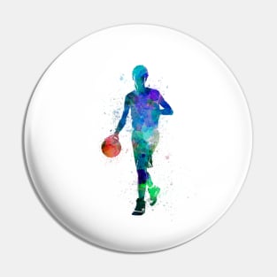 Basketball player in watercolor Pin