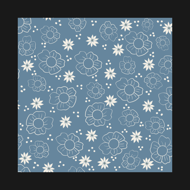 Botanical Blue and White Pattern by WalkSimplyArt
