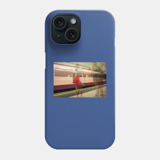 conceptual image people on underground platform as train arrives in motion blur. Phone Case