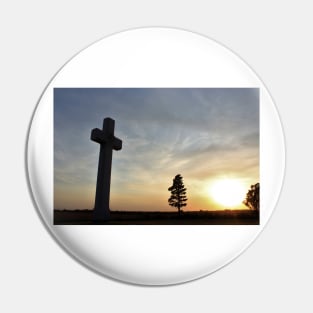 Kansas Sunset with a colorful sky and cross silhouette. Pin