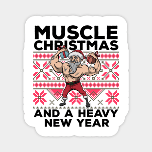Ugly Christmas Workout Lifting Santa Claus Gym Fitness Gift Magnet