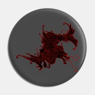 Asian Dragon in Black and Red Pin
