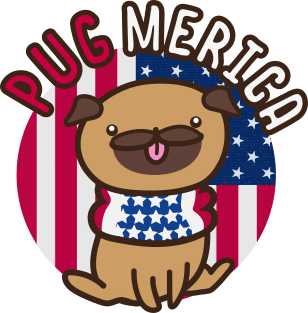 Patriotic Cute Pug 4th of July PugMerica Magnet