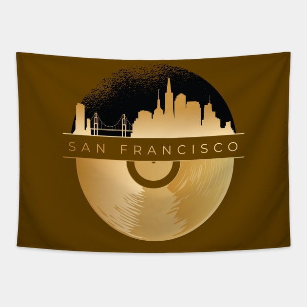 San Francisco Skyline Vinyl Record Tapestry by LR_Collections