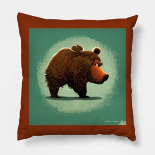 Angry little cartoon bear giving you the eye. Pillow