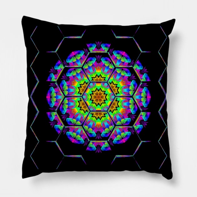 Atomic Fusion -  Hexagonal Radiation Pillow by Boogie 72