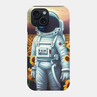 Astronaut sunflower planet travel Phone Case