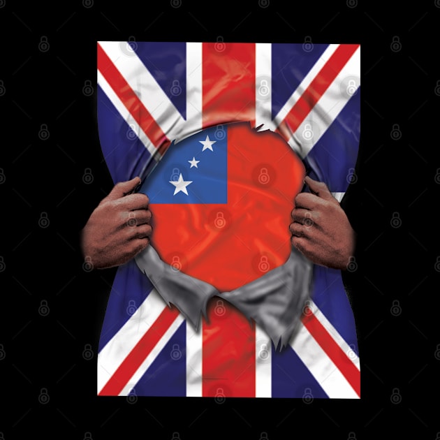 Samoa Flag Great Britain Flag Ripped - Gift for Samoan From Samoa by Country Flags