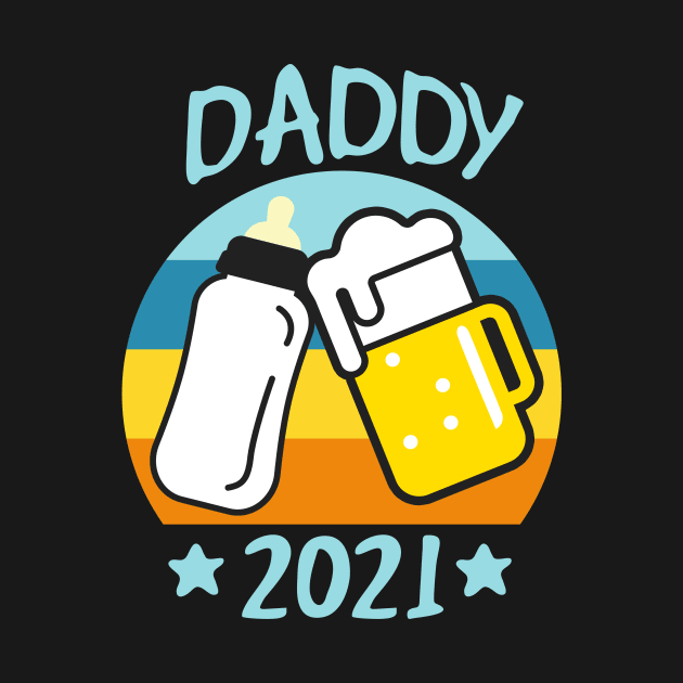 Daddy 2021 Father Papa Baby Birth funny Dad Mens by Foxxy Merch