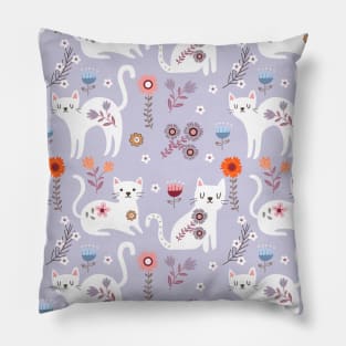 Cats pattern with flowers Pillow