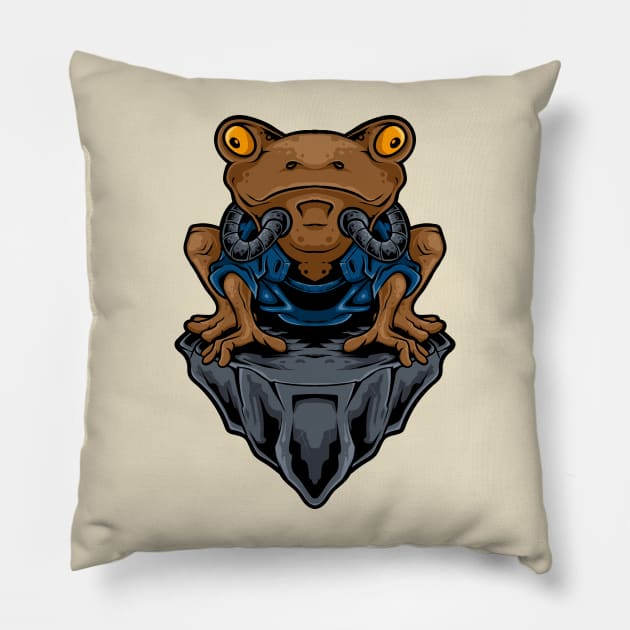 frog ninja robotic Pillow by Mako Design 