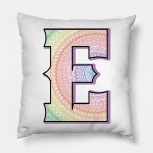 Mandala with alphabet E Pillow