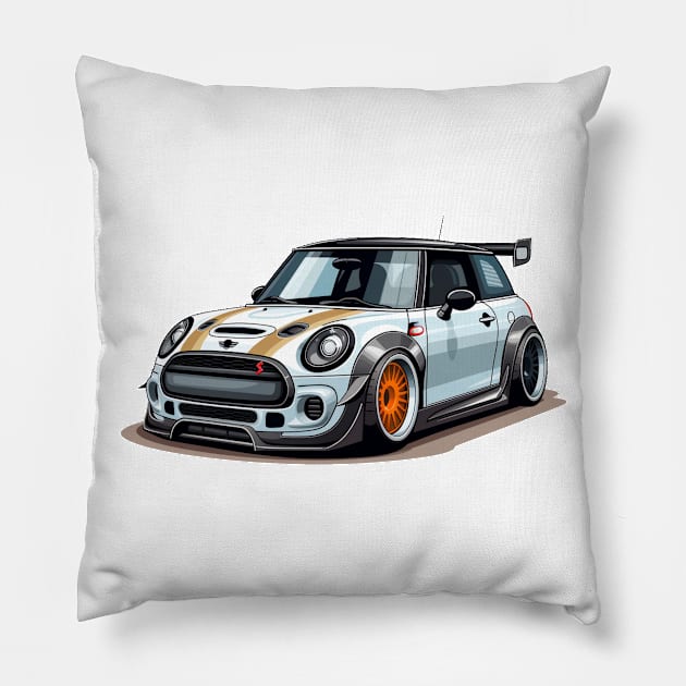 Mini GP Cartoon White Pillow by SynchroDesign