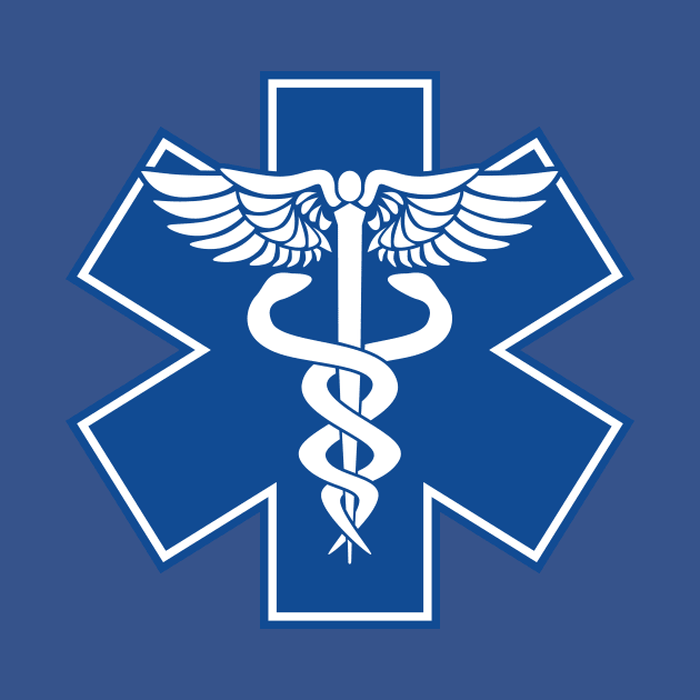 EMT Health Care Caduceus Blue Medical Symbol by hobrath