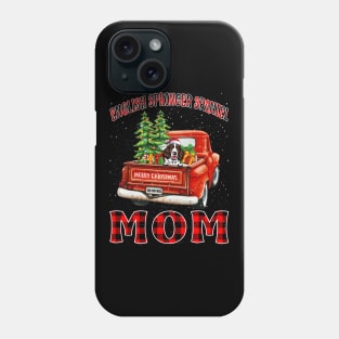 Christmas English Springer Spaniel Mom Santa Hat Truck Tree Plaid Dog Mom Christmas Phone Case