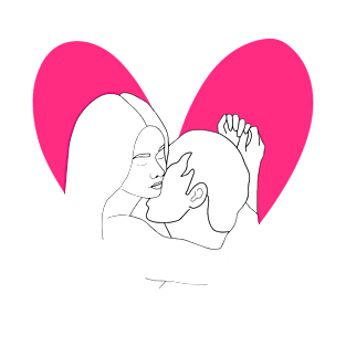 Love Couple Line Art T-Shirt