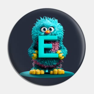 Cute Monster for Kids Alphabet Letter E Funny Back to School Pin