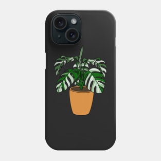 Monstera Albo Plant Illustration | Plant in a pot Phone Case