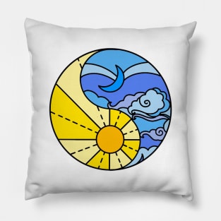 Colourful Ying Yang Sun and Moon Pillow