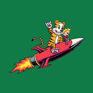 Calvin and Hobbes on a Rocket T-Shirt