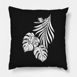 Minimalistic Continuous Line Tropical Frogs Pillow