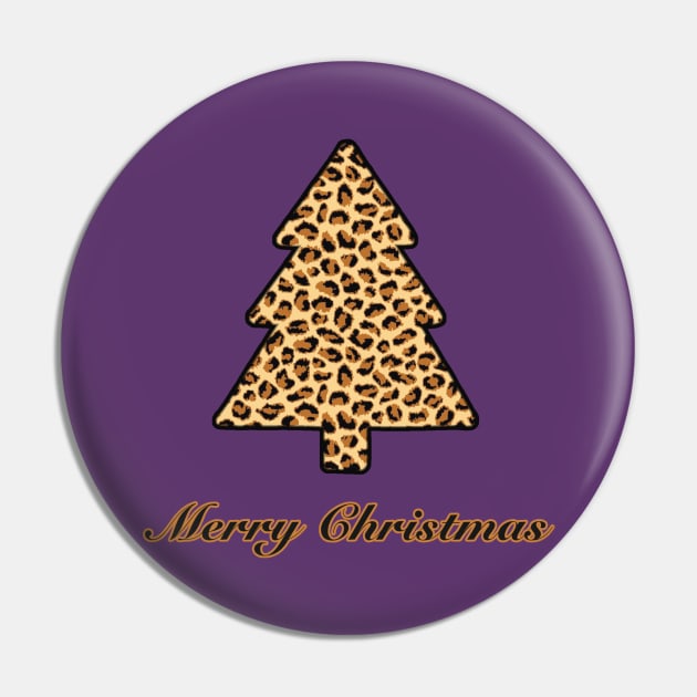 Merry Christmas Tree Leopard Print (Small Design) Pin by Aeriskate