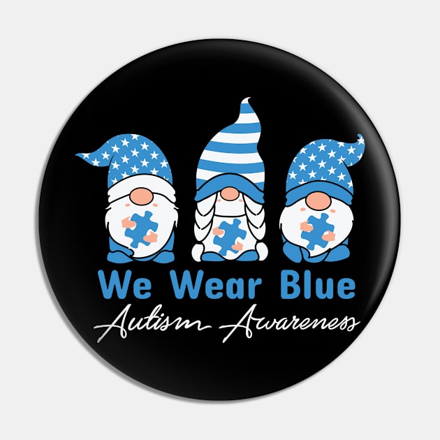 Blue Gnome Autism Awareness Gift for Birthday, Mother's Day, Thanksgiving, Christmas Pin by skstring