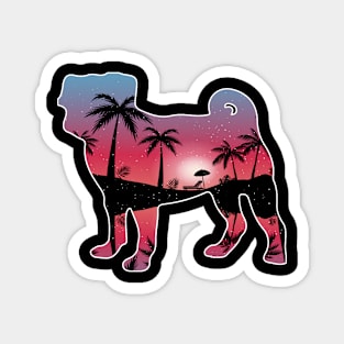 Pugs Beautiful Sunset Beach Palm Tree Magnet