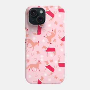 Santa Horses - Cute Pink Red White Christmas Pattern Phone Case