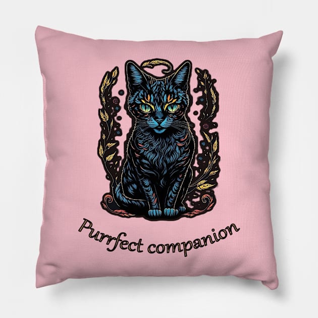 Purrfect companion, cat Pillow by ElArrogante