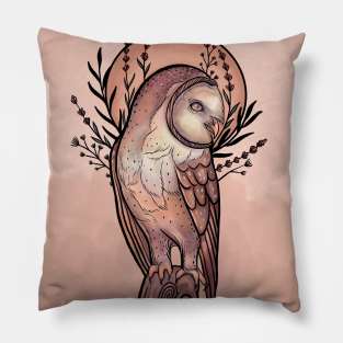 Coral Boho Owl Pillow