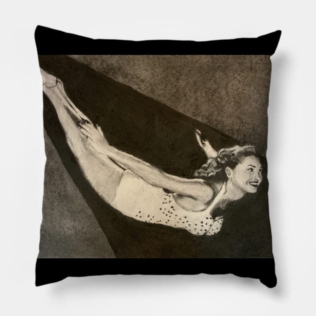 1950’s Swimmer Esther Williams Pillow by Audrey Nagle