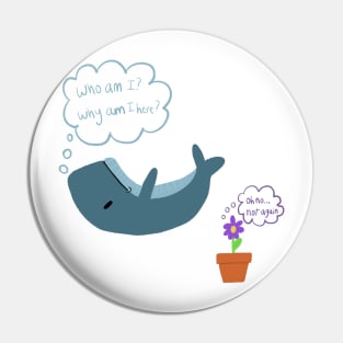 Falling Whale and Petunias Pin