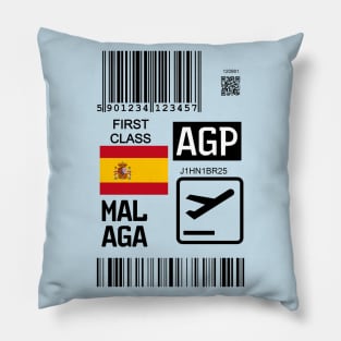 Malaga Spain travel ticket Pillow