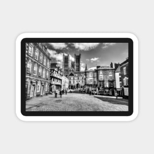 Lincoln Cathedral From Castle Square Black And White Magnet