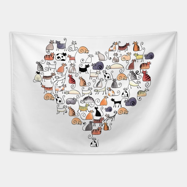 Heart Shaped Cats Tapestry by ninishop