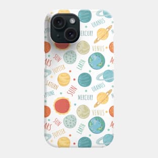 Cute planets in space pattern Phone Case