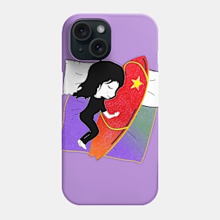 Girl sleeping with surf board Phone Case