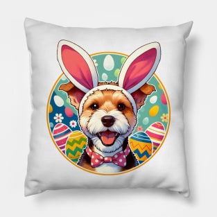 Teddy Roosevelt Terrier Enjoys Easter with Bunny Ears Pillow