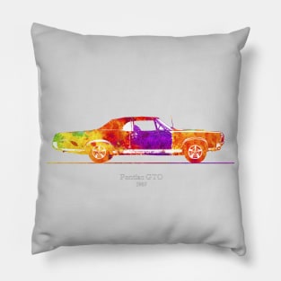 Pontiac GTO convertible 1967 - Colorful Watercolor Pillow