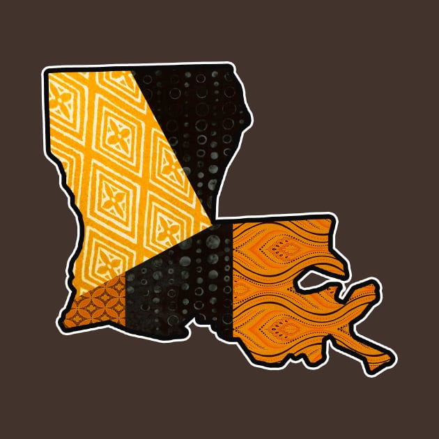 Black and Gold Vintage Louisiana State Map by artbyomega