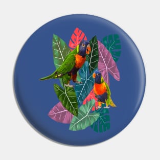 Parrots and Tropical Leaves Pin