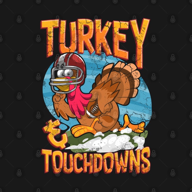 Turkey And Touchdowns Football Thanksgiving Game Day by E