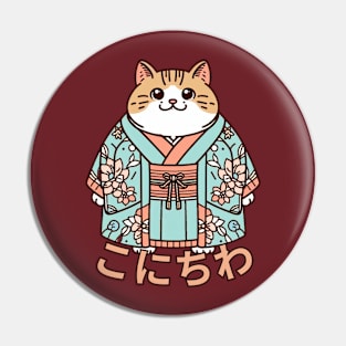 Japanese cat konichiwa Pin