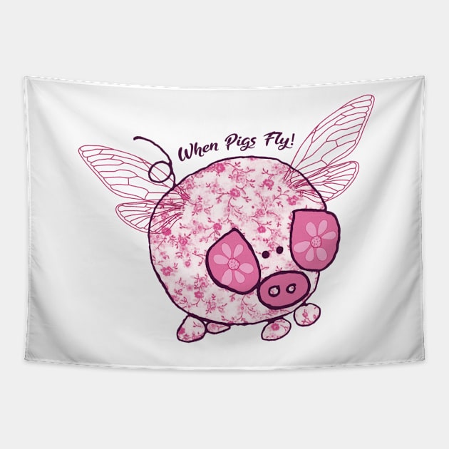 When Pigs Fly Tapestry by AmandaDilworth