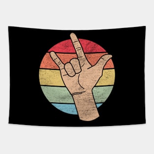 Deaf I Love You Sign Language Retro Groovy Deaf ASL Love Tapestry